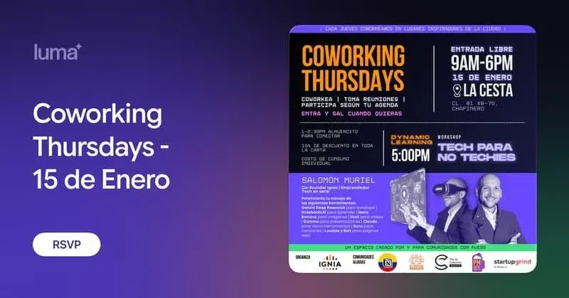 Coworking Thursdays - 15 de Enero · Luma